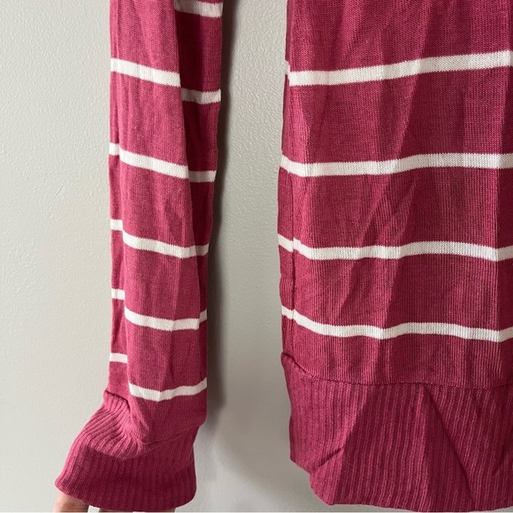 Zenana Outfitters Pink Striped Snap Up Cardigan Medium - Picture 5 of 7
